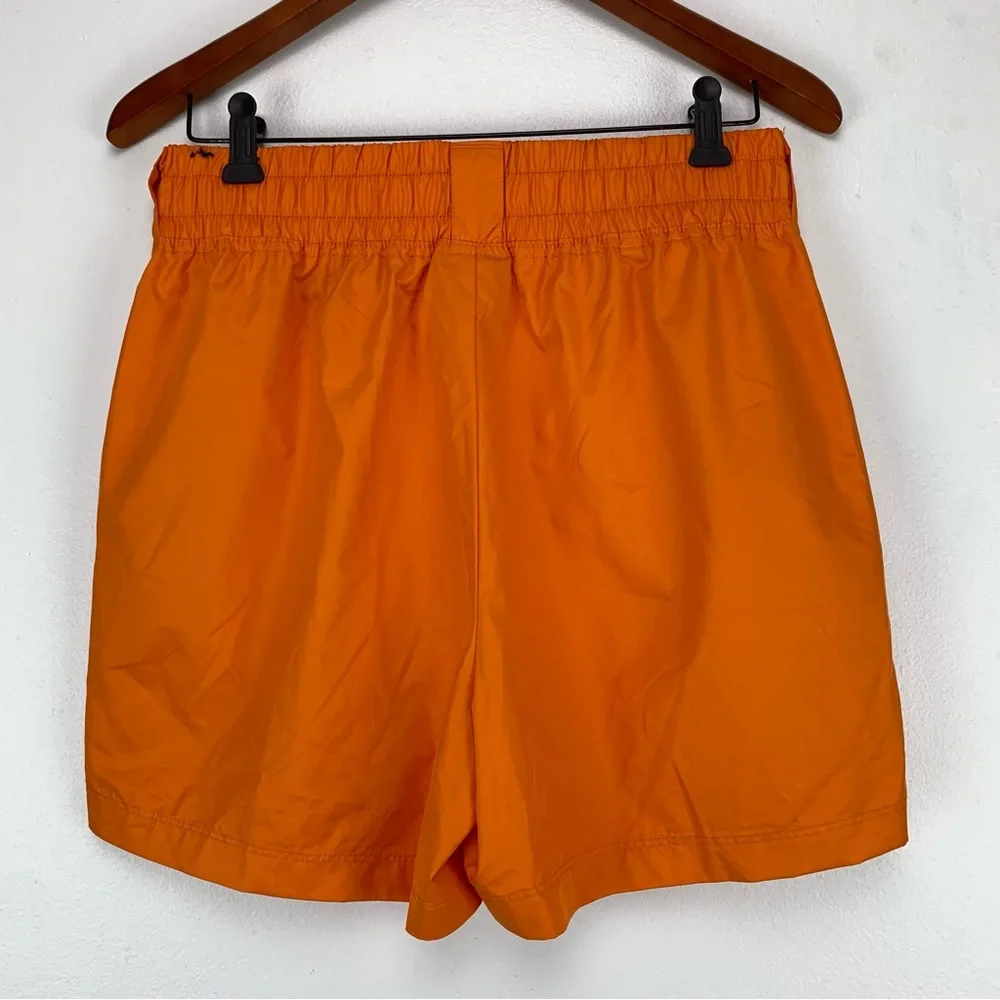 Nike Womens Black Swoosh Polyester Woven Shorts Orange Rip Stop CJ3807806 Size M